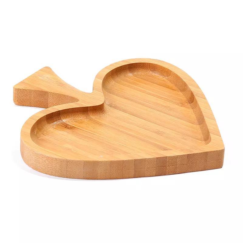 Wholesale Reusable Bamboo Product Heart Shape Bamboo Plates for Kids