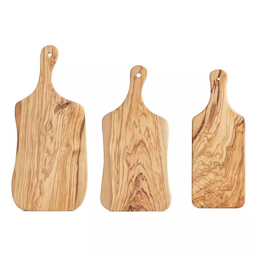 Irregular Shape Olive Wood Cutting Board with Handle for Cheese