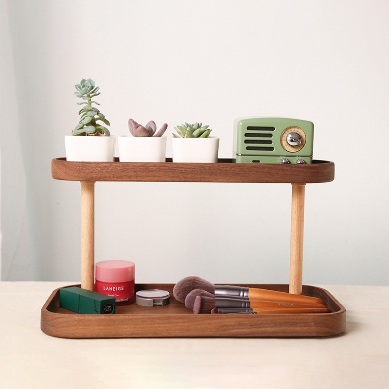 Home Desktop Tea Table Rack Cosmetic Storage Rack Office Desktop Handicraft Wooden Finishing Rack