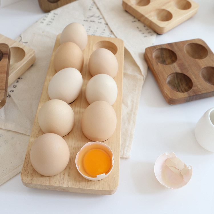 Solid Wood Egg Storage Box Acacia Wood Duck Egg Tray Egg Rack Refrigerator Kitchen Egg Tray
