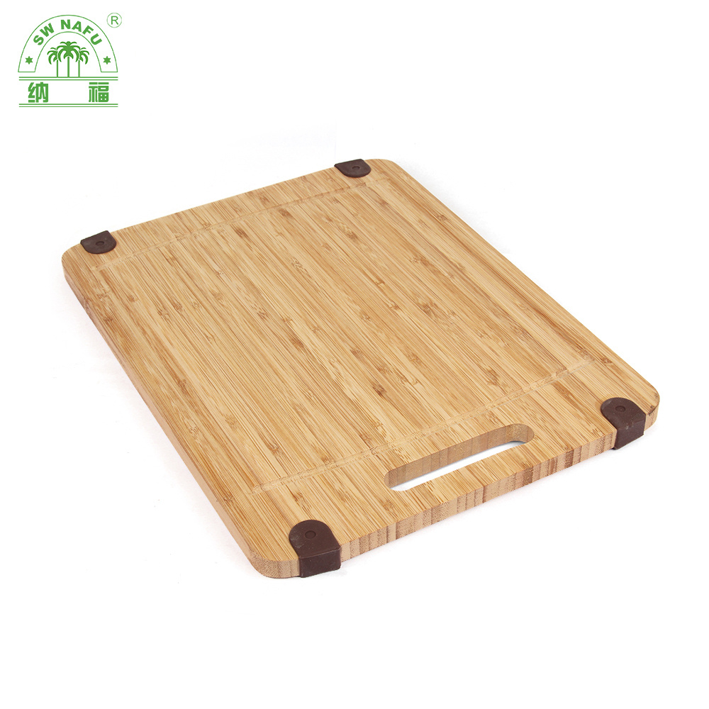 Non-Slip Large Reversable Bamboo Chopping Board Kitchen Cheese Cutting Board with Juice Groove and Handle