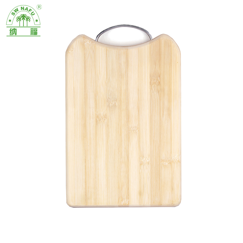 Custom Rectangle Shape Light Carbonized Chopping Board Bamboo with Metal Handle