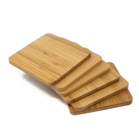 Japanese Square Bamboo Cup Coaster Set with Holder