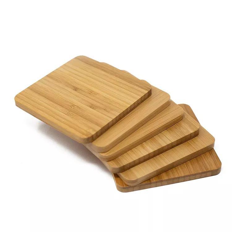 Japanese Square Bamboo Cup Coaster Set with Holder