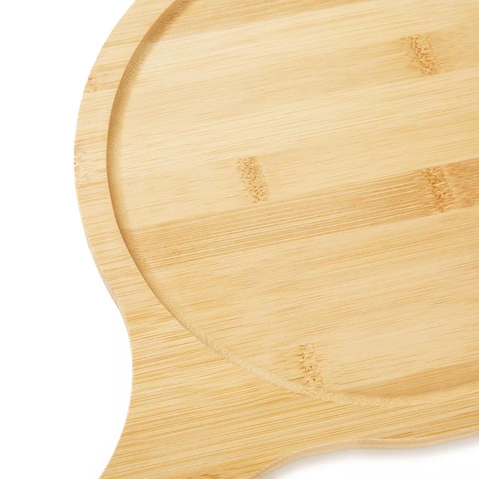 Custom Round 25cm Wooden Tray with Handle Bamboo Fruit Bread Pizza Steak Cutting Board with Containers