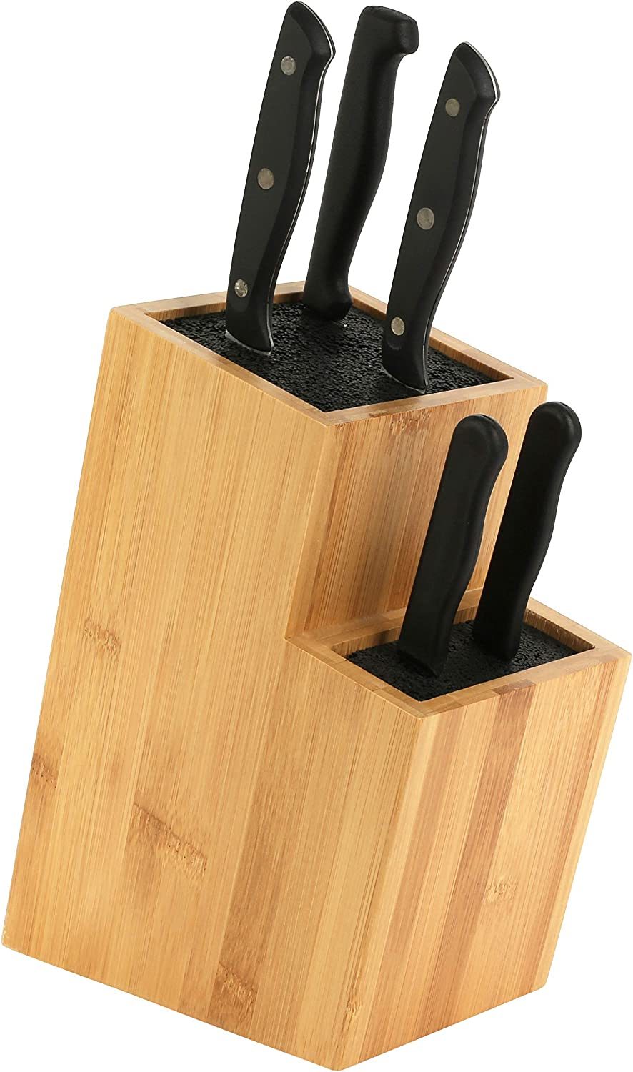 Extra Large Bamboo Knife Block Holder with Removable Bristles for Knife Storage