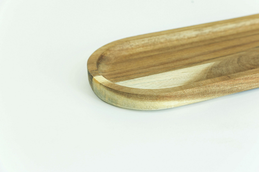 Rectangular Oval Shape Natural Acacia Wood Plates