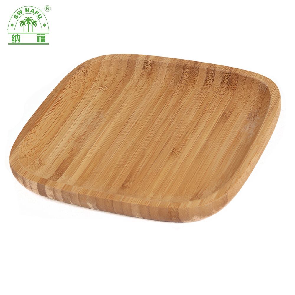Square Bamboo Wooden Food Dinner Plates Dessert Cake Plate for Kitchen