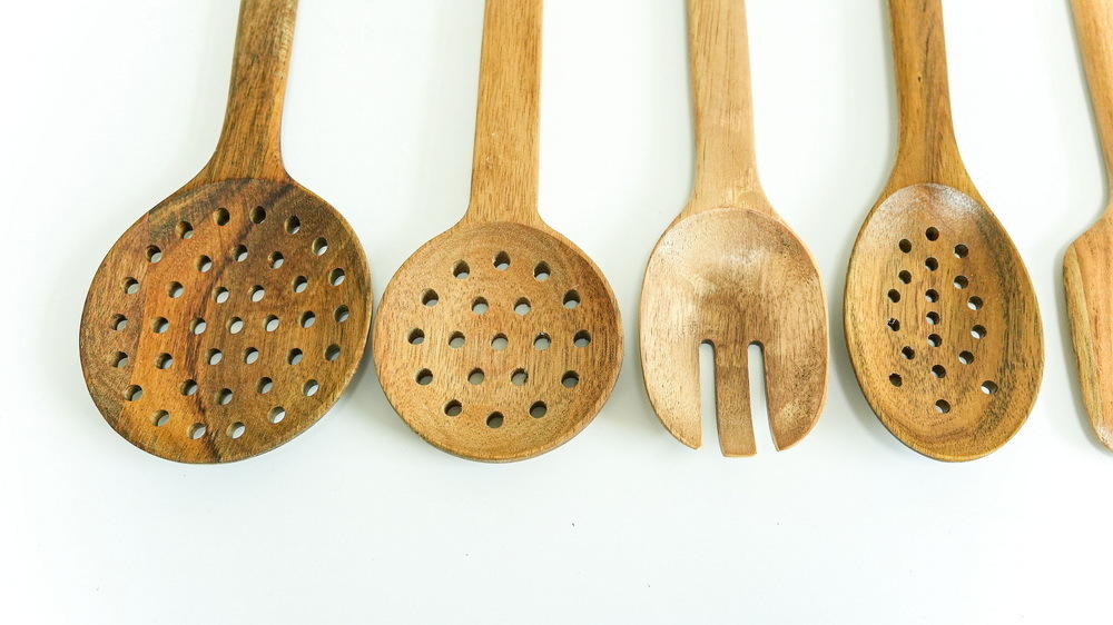 Home Basic Portable Non Stick Acacia Wood Utensils for Kitchen and Cooking