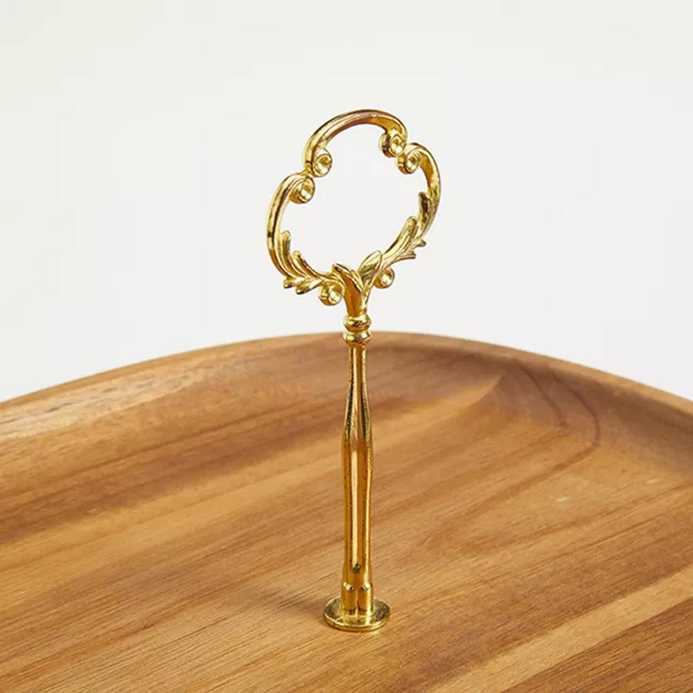 Wholesale Restaurant Party 2 Tier Acacia Wooden Cake Serving Tray Stand