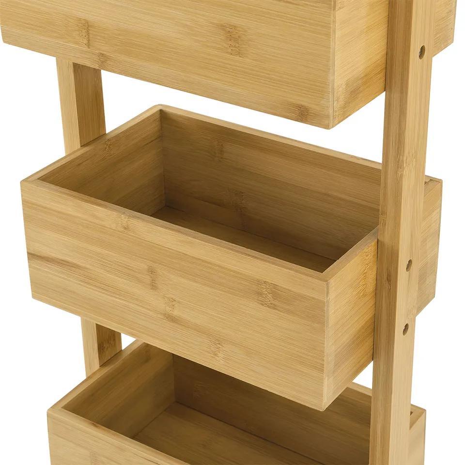 Factory Supply 4 Layers Bamboo Wooden Storage Rack Storage Organizer Shelf Boxes for Living Room Bathroom