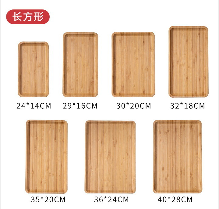 Wholesale Rectangle Wooden Bamboo Tray Bamboo Serving Plate Dinner Plates