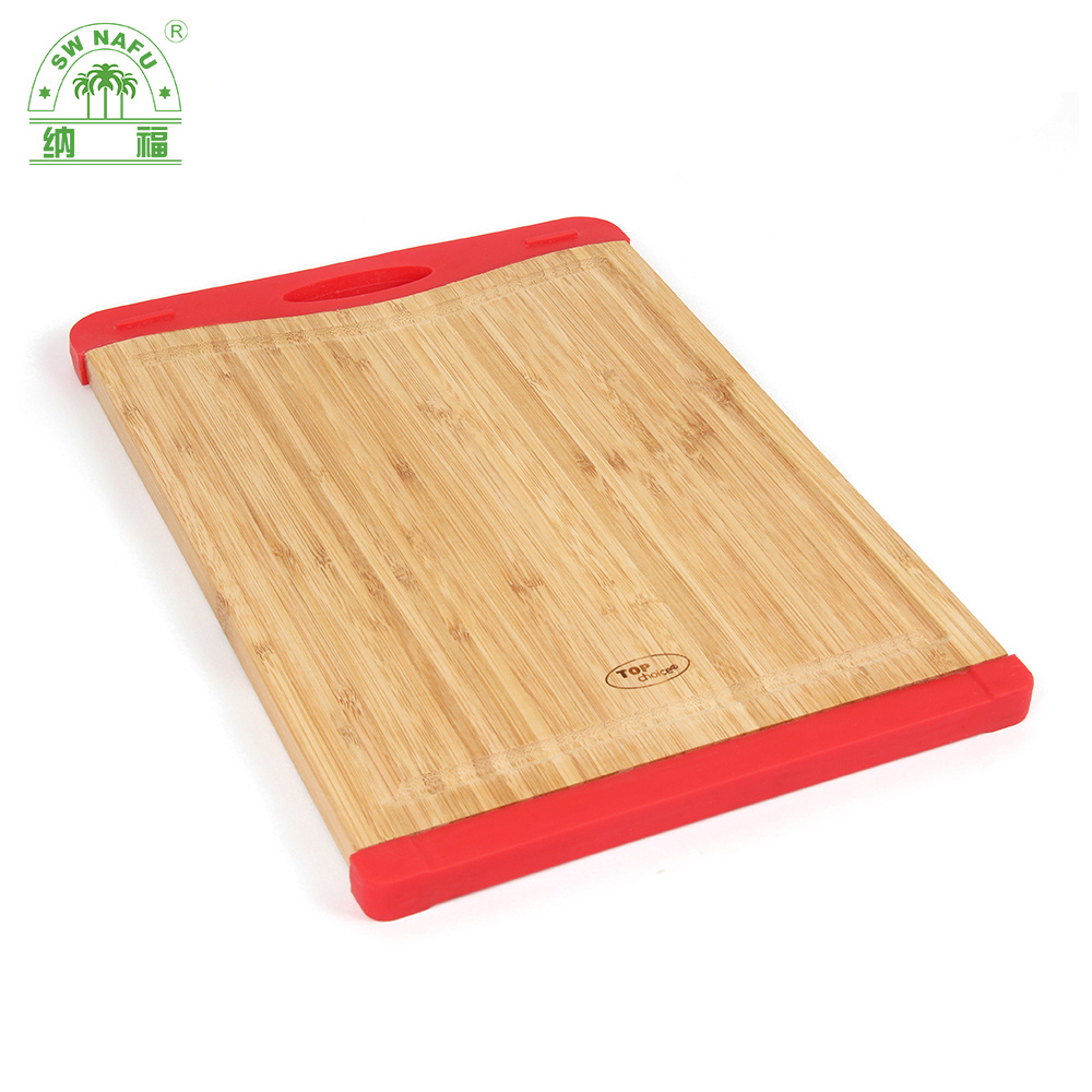 Custom Laser Logo Wooden Bamboo Cutting Board Chopping Board with Silicone