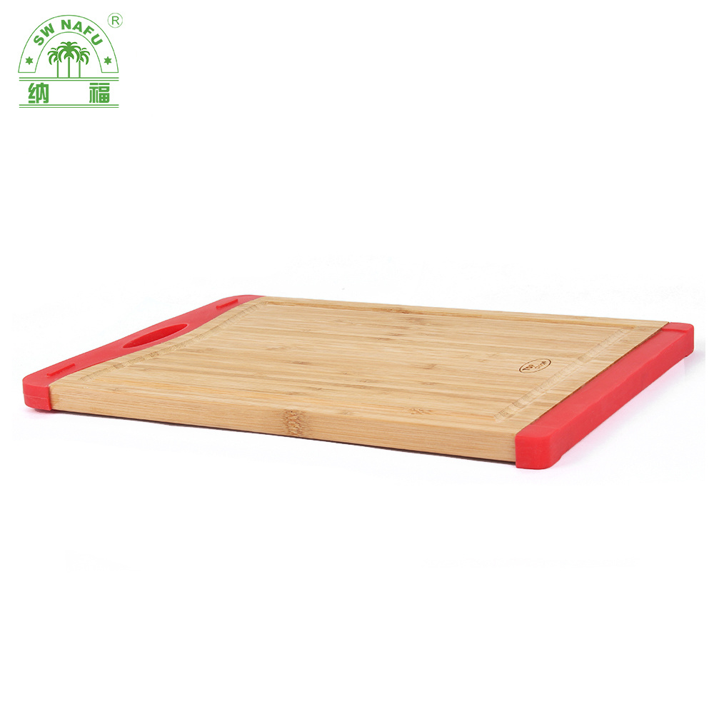 Custom Laser Logo Wooden Bamboo Cutting Board Chopping Board with Silicone