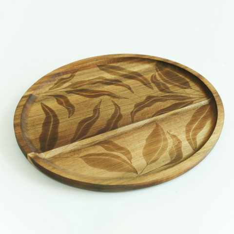 Custom Engraved Large Round Wood Plate Wooden Pizza Plate
