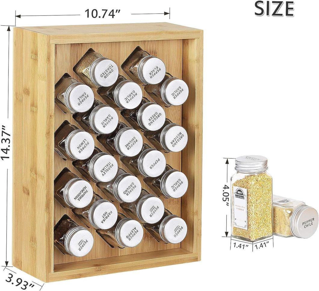 Free Standing Countertop Bamboo Spice Shelf Holder Spice Rack Organizer