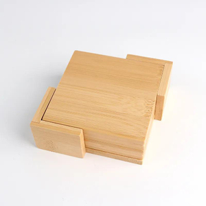 Hot Selling Square Bamboo Coaster Home Bar Decoration Coaster Set with Holder