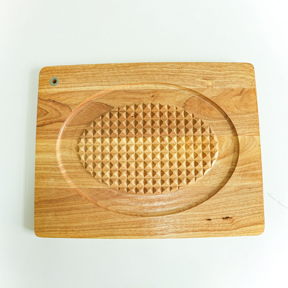 Reversible Rubber Wooden Meat Cutting Board Meat Carving Board with Meat Hamer