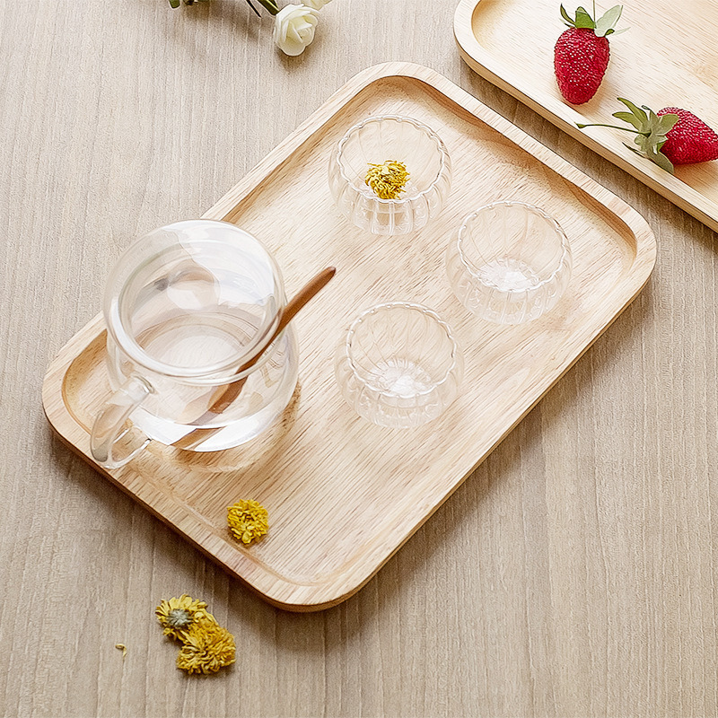 Factory Supply Various Shape Rubber Wood Serving Plate Dinner Plates Set Wood Plate