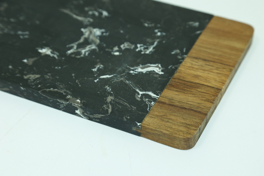 Wood Artificial Marble Chopping Board Serving Tray with Handle