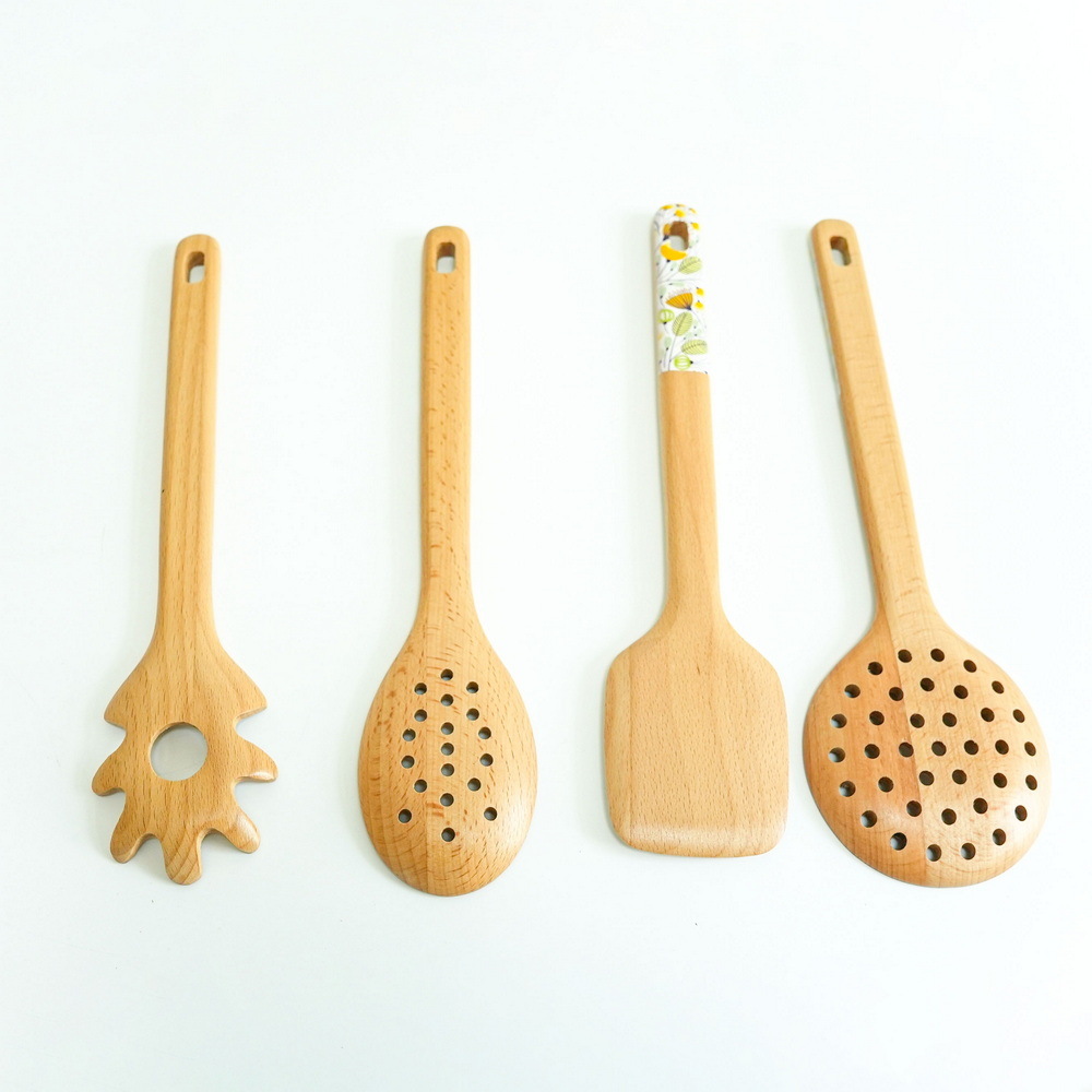 Durable and Reusable Wooden Kitchen Tools Accessories with UV Printing Handle