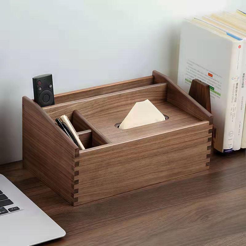 Walnut Wood Storage Box Tissue Box Multifunctional Solid Wood Pumping Box