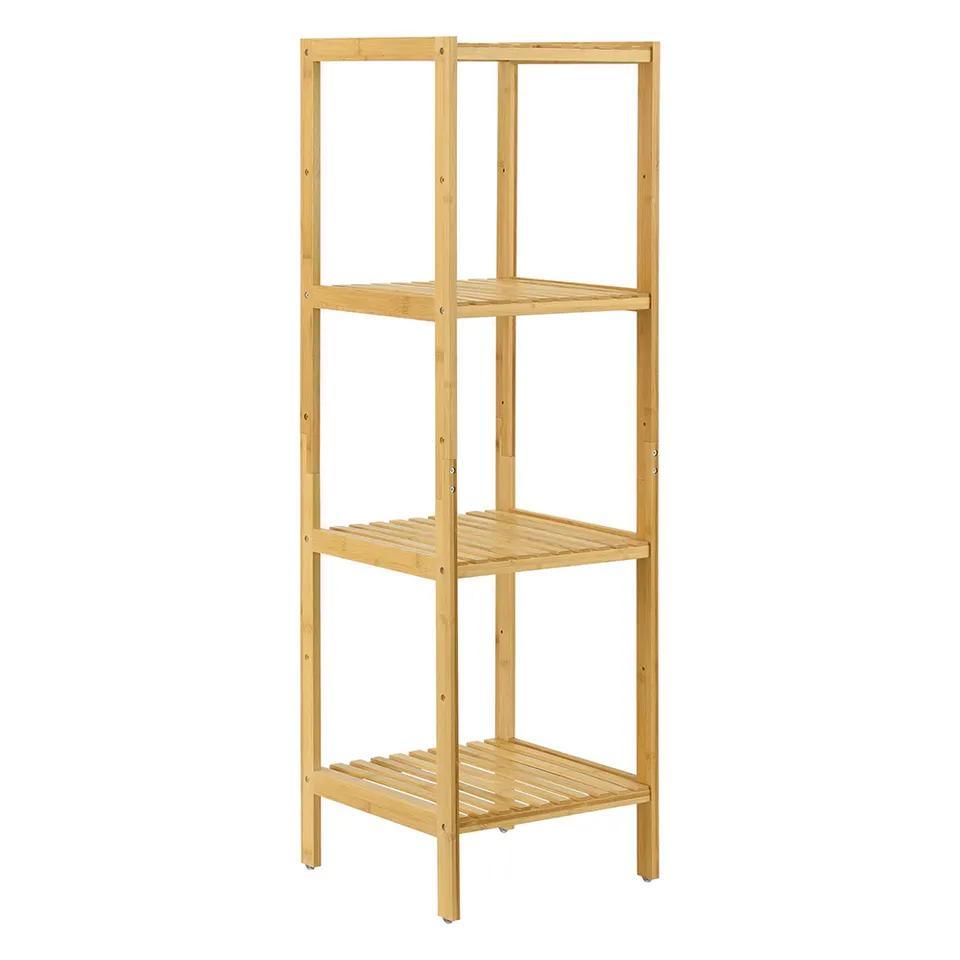 fashion Free Standing Bamboo Indoor 3 Layers Display Shelf Furniture Storage Rack for Kitchen Living Room Bedroom