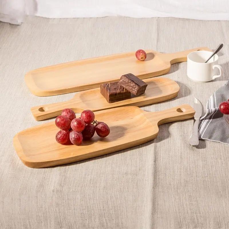 Oak Wood Pizza Board with Handle Homemade Wooden Cutting Board for Meat Bread Serving Board