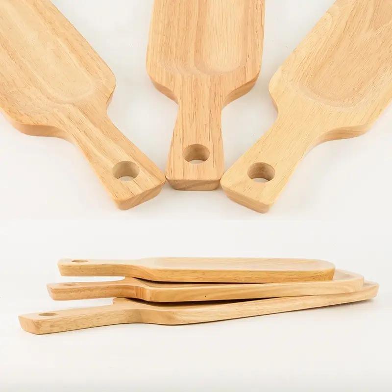 Oak Wood Pizza Board with Handle Homemade Wooden Cutting Board for Meat Bread Serving Board