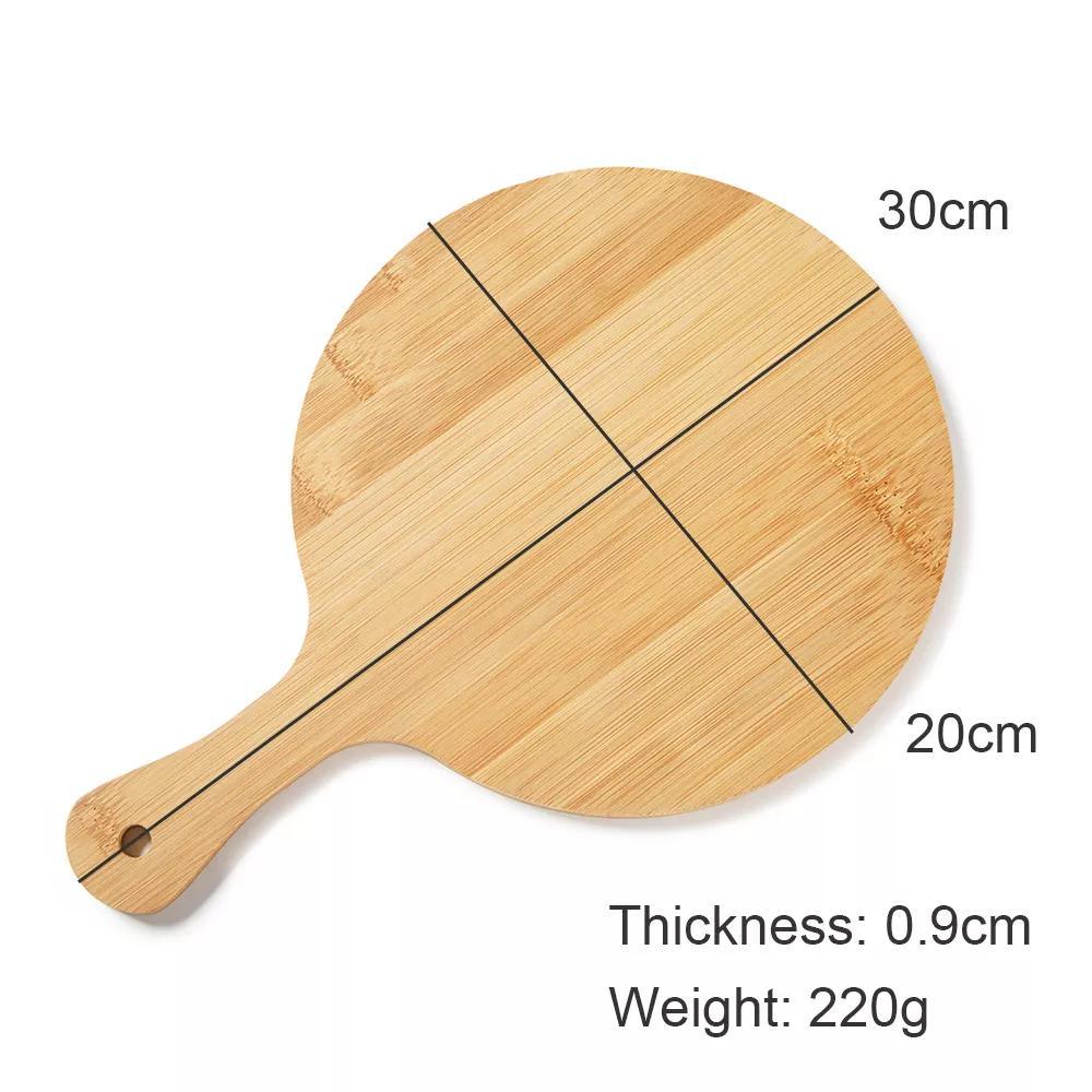 Double Side Use Round Wood Tray Chopping Board Beef Pizza Dinner Circle Cheese Board with Handle