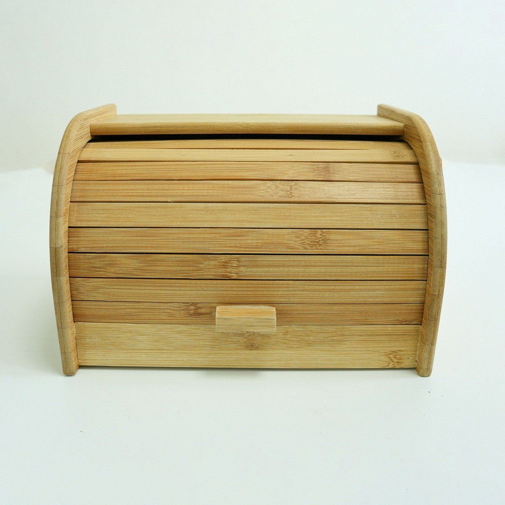 Bamboo Roll Top Bamboo Bread Box Wood Bread Storage and Organizer for Kitchen Countertop