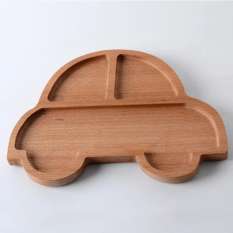 Japanese-Style Wooden Tableware Beech Wood Tray Wooden Plate Children′s Dinner Plate