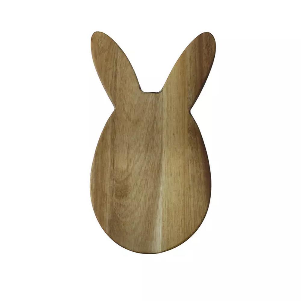 Easter Day Rabbit Shaped Acacia Wood Serving Tray Food Plate for Fruit Nut Snack