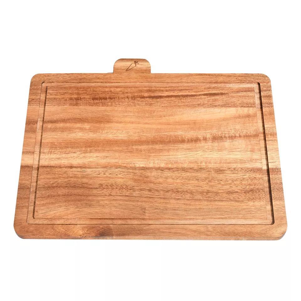 Acacia Wood Index Cutting Board Set with Storage Base Holder for Bread, Meat, Vegetables, Fish
