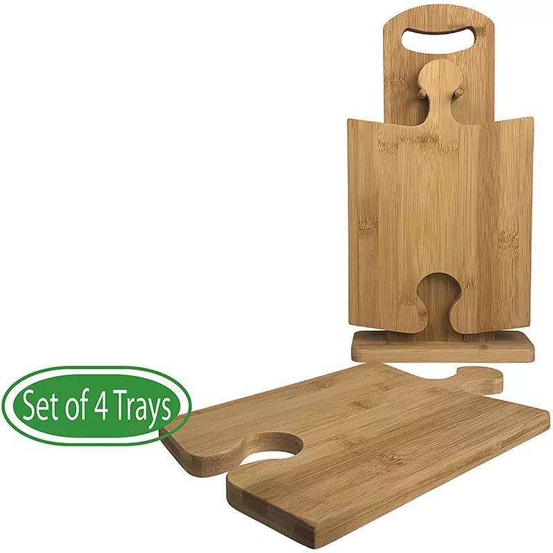 OEM/ODM Customized Logo 4PCS Shaped Puzzle Bamboo Cutting Board Set