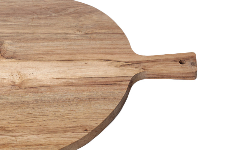 Large Round Paddle Acacia Wood Cutting Board with Handle Wooden Chopping Board for Meat Bread Serving
