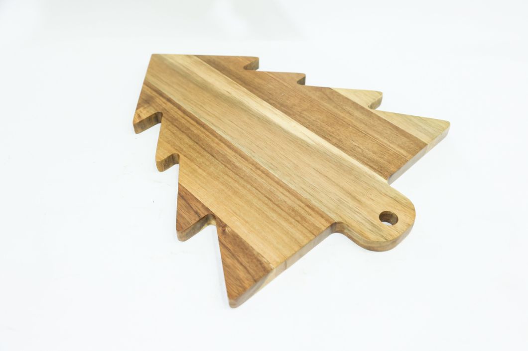 Christmas Tree Shape Acacia Wood Cheese Board for Gift