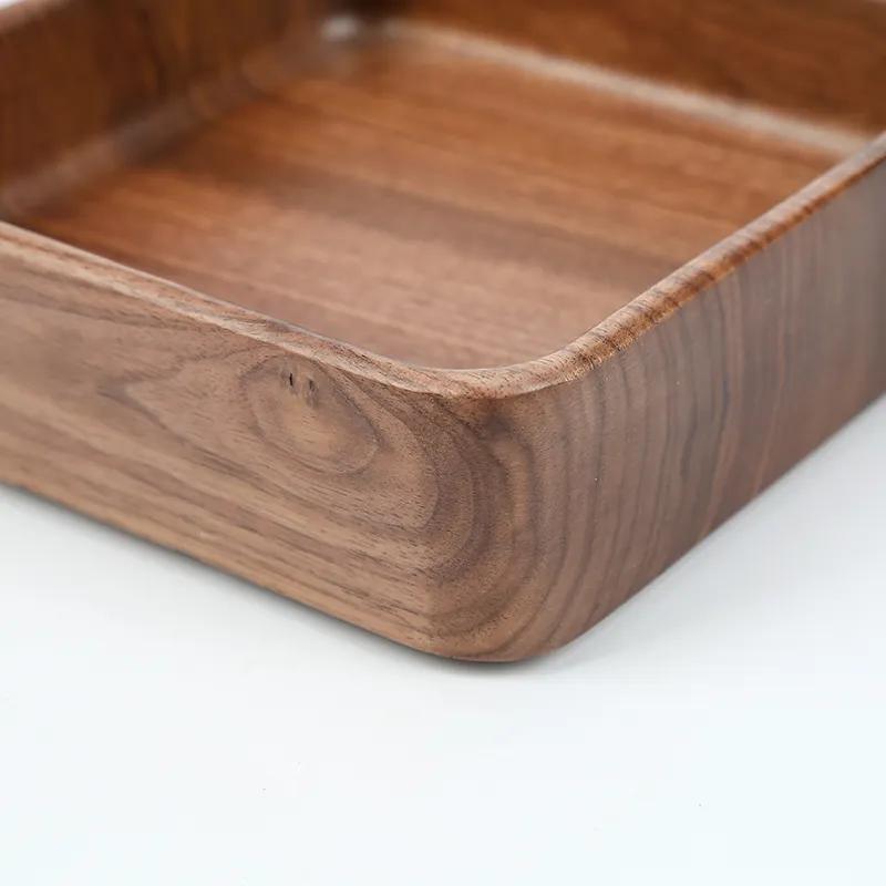 Solid Wood Tableware Food Storage Container Serving Plate for Desserts Snack