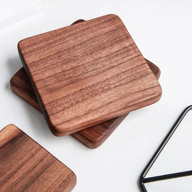 Customized Walnut Wood Coaster Natural Wood Coasters Square Coaster for Kitchen