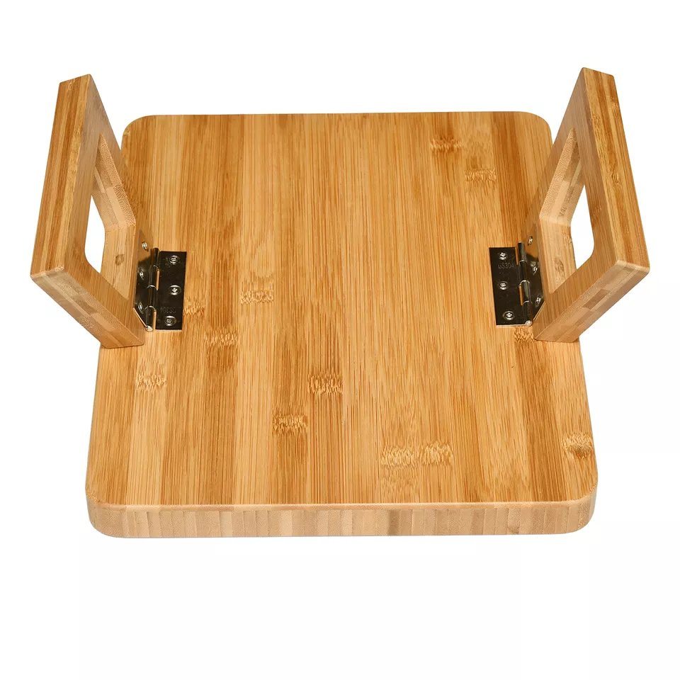 Collapsible Bamboo Coffee and Sofa Tables Clip on Couches Armrest Organizer Wooden Side Arm Tray Table