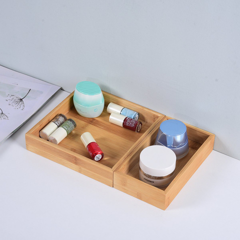 Multi-Use Varied Size Bamboo Drawer Organizer Set Bamboo Organizer Box for Office, Home, Kitchen, Bedroom
