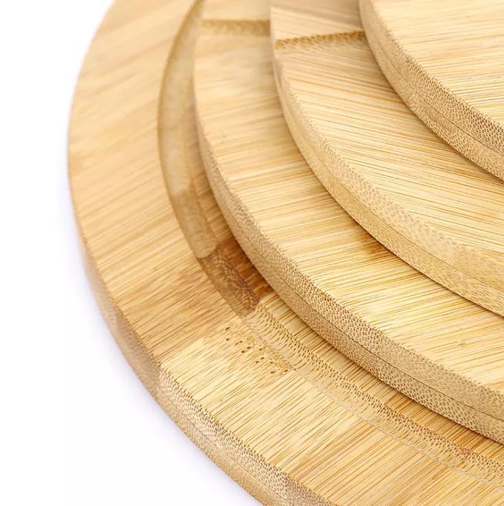 Round Shape Natural Bamboo Bread Pizza Cutting Board