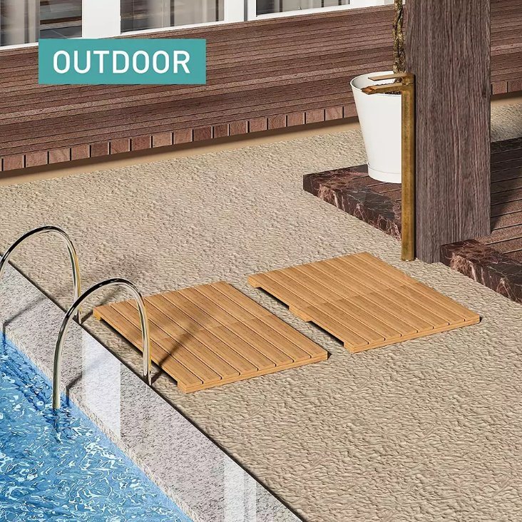 2022 Foldable Heavy Duty Non Slip Waterproof Wood Bamboo SPA Shower Bath Mat