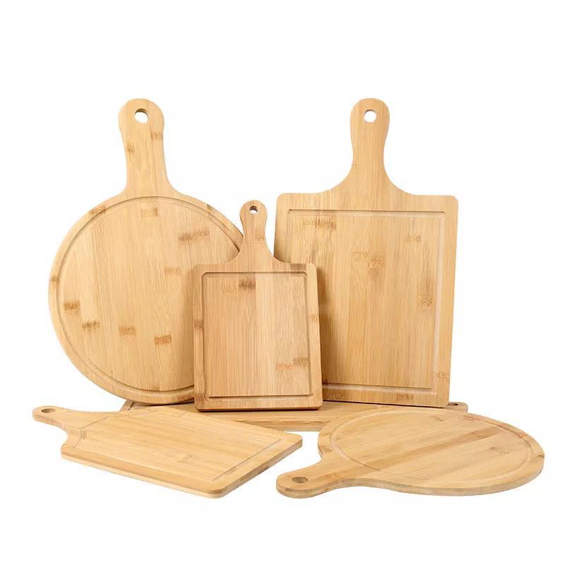 Sturdy and Durable Multifunctional Bamboo Pizza Board Tray Nan Fruit Cutting Board with Handle