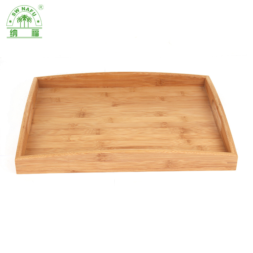 Bamboo Food Serving Tray Snack Tray with Handle for Home and Restaurant