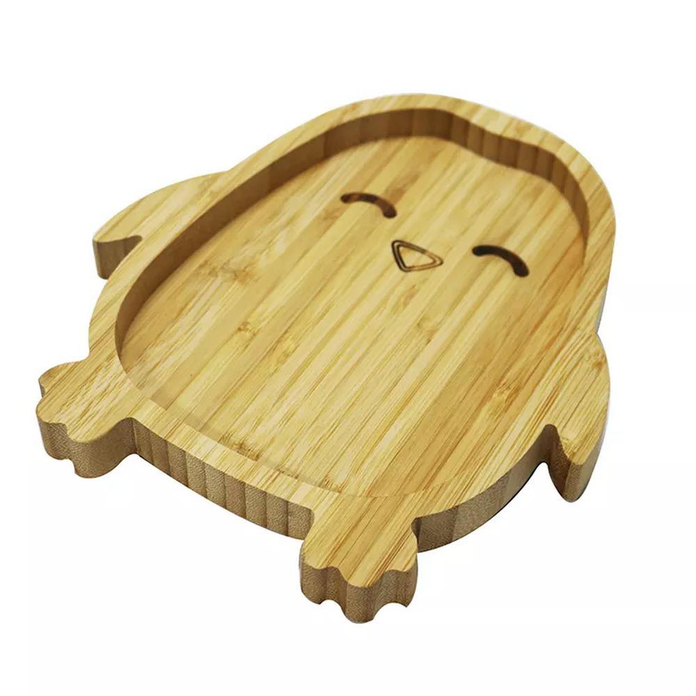 Penguin Shape Natural Bamboo Serving Tray Kids Serving Plate Dish