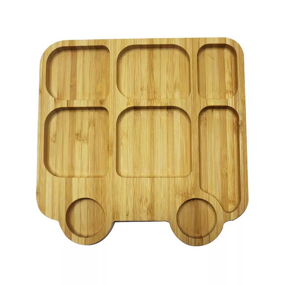 Car Shape Natural Bamboo Serving Plate Serving Tray for Food