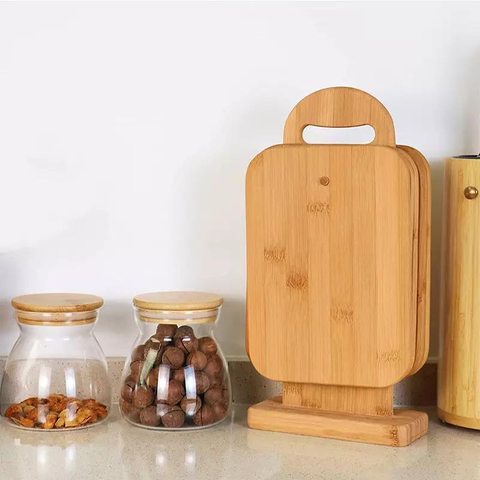 Bamboo Chopping Board Bamboo Cutting Board Set with Storage Rack to Save Kitchen Space