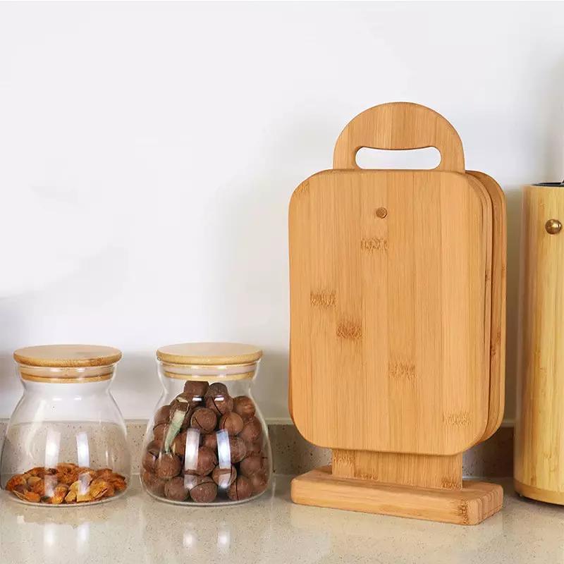 Bamboo Chopping Board Bamboo Cutting Board Set with Storage Rack to Save Kitchen Space
