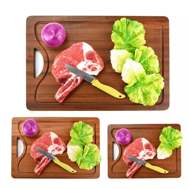 Rectangle Walnut Wood Cutting Board Set of 3 with Hanging Hole & Juice Groove for Kitchen